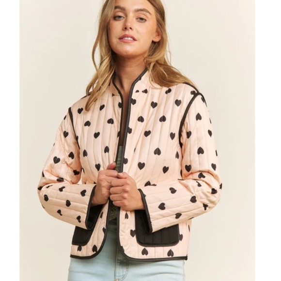 QUILTED HEART LIGHTWEIGHT OPEN PUFFER JACKET SIZE LARGE PINK BLACK - Picture 3 of 16